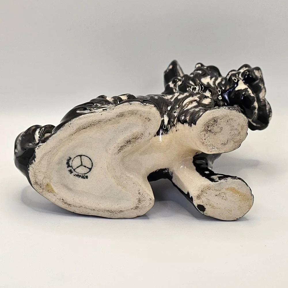 Vintage Japan Scottie Dog Planter Ceramic Black‎ White Mid Century Figurine MCM